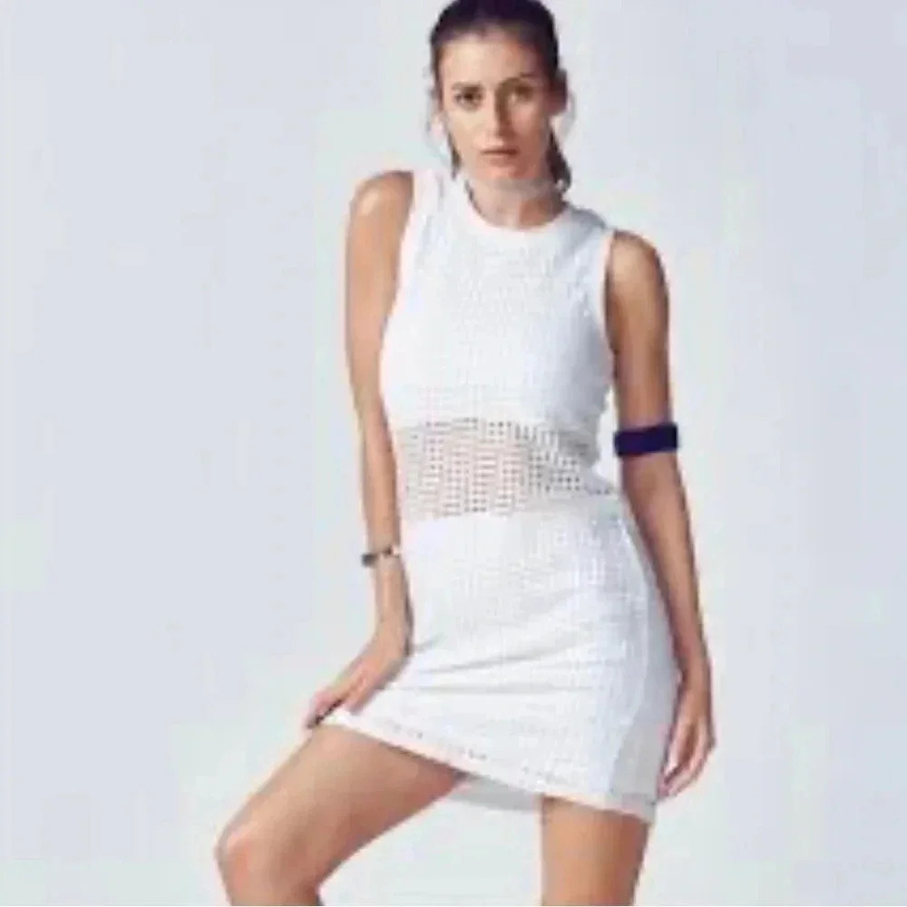 Fabletics Bryce White Mesh Mini Dress  Size Small